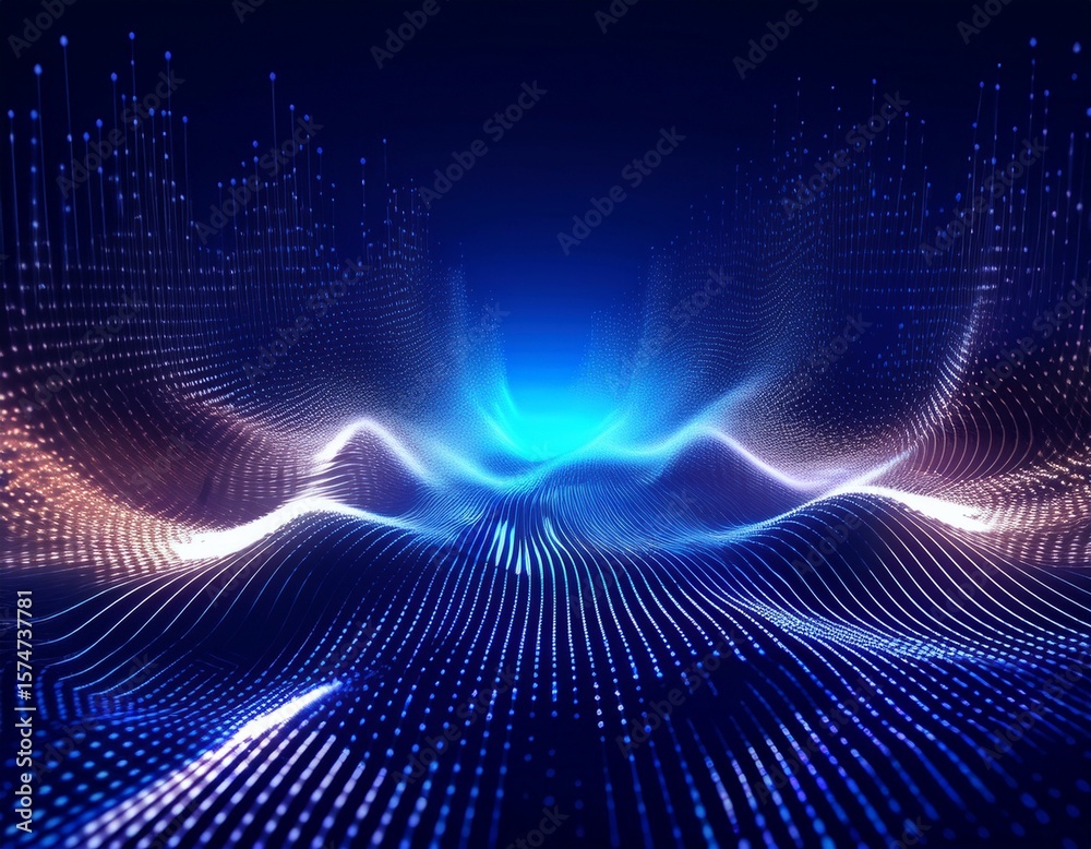 Poster digital technology futuristic background of glowing particles in motion large amount of data 3d rend