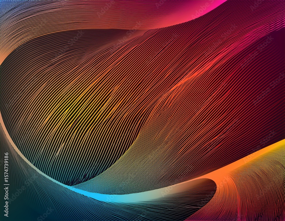 Aufkleber color abstract lines with gradient background with curves and waves 3d ribbon abstract modern pattern with fluid wavy color spirals