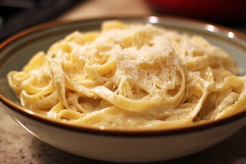 Fettuccine alfredo with parmesan.