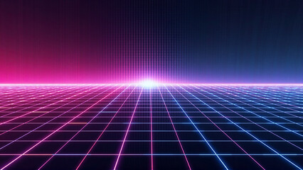 Retro-Futuristic Glitch Grid Background