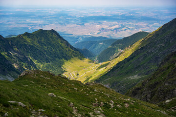 Transfagarasan Fagaras pass in summer. Crossing Carpathian mountains in Romania, Transfagarasan...