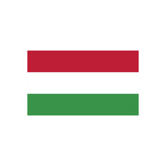 Illustration of the hungarian flag with horizontal red white and green stripes on a white background