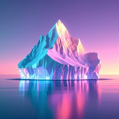 A majestic iceberg floats serenely in the deep blue sea, its towering white and turquoise formations glistening under the bright sun.