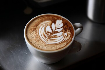 Cappuccino with latte art.