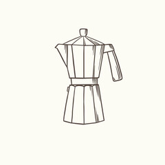 Coffee pot vector  doodle illustration