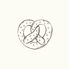 Hand drawn pretzel vector doodle illustration