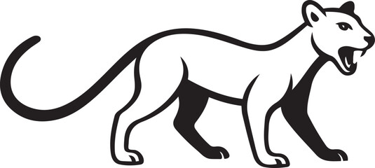 Roaring wildcat vector drawing strong pose, Aggressive cat illustration for wildlife themes