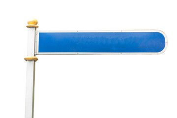 Isolated blank road sign with directional arrows offering an empty white post for your travel...