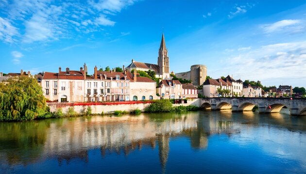 historic town of auxerre with yonne river burgundy france