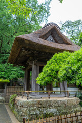 Hokoku-ji shrine bell tower surrounded by trees in Kamakura, Japan