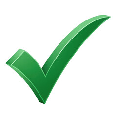 A 3d green check mark symbol isolated on white background
