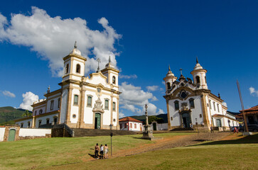 Saint Francis of Assisi and Our Lady of Carmo Churches in the Historical Town of Mariana in Minas Gerais State in Brazil