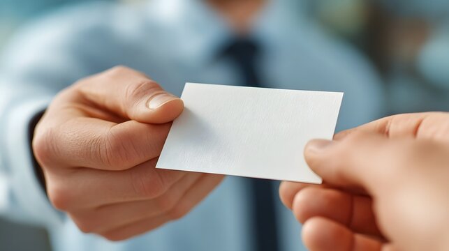 Businesspeople exchanging business cards in a professional setting