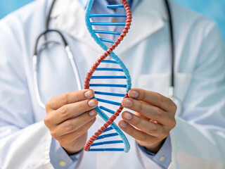 Doctor holding a DNA model