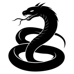 Fototapeta premium Striking black silhouette of a coiled serpent a powerful symbol of transformation and rebirth