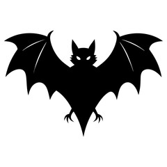 Striking black silhouette of a bat with its wings spread wide ideal for halloween or spooky themes