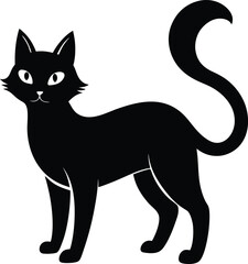 cat silhouette vector illustration on white background