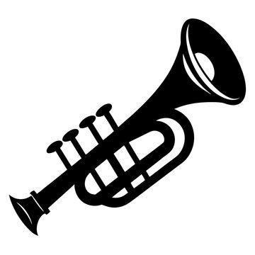 Classic brass musical instrument silhouette in black perfect for music and performance themes
