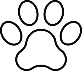 cat paw print icon outline vector illustration  on white background