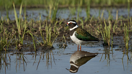  Northern Lapwing with Chicks in Spring Pasture Ai
