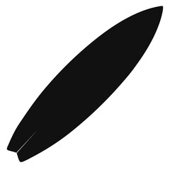Bold black silhouette of a classic surfboard perfect for summer beach and surf designs