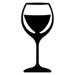 Elegant black silhouette of a realistic wine glass perfect for beverage and celebration designs