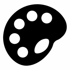 Clean black silhouette graphic of an artist s painting palette with a realistic handle