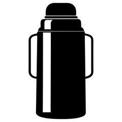 Simple black silhouette of a thermos flask perfect for travel and outdoor activities