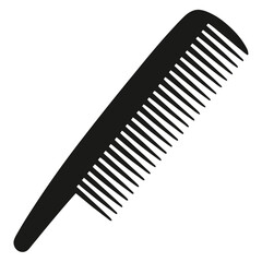 Simple black silhouette of a hair comb with realistic teeth for styling and grooming