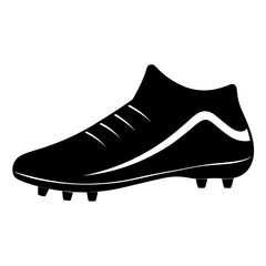 Striking black silhouette of a modern football boot perfect for sports and athletic designs