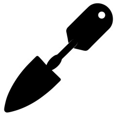 Simple black silhouette of a garden trowel a gardening tool for digging and planting