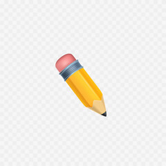 School pencil 3d realistic icon isolated on white. 