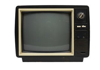 Retro old television with transparent screen, isolated background