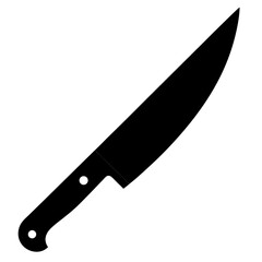 Sharp black silhouette of a single knife with a realistic shadow effect