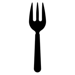 Elegant black silhouette of a single fork with realistic shading and detail