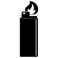 Simple black silhouette of a classic lighter with a realistic design perfect for various uses