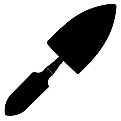 Black silhouette of a construction trowel a simple tool used for applying plaster or mortar