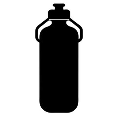 Clean black silhouette of a modern reusable water bottle for hydration and healthy lifestyle