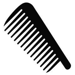 Black silhouette of a hair comb with realistic teeth for styling and grooming
