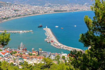 Fototapeta premium Turkiye, Alanya, city view, sea, pier