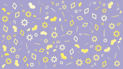 Purple background with yellow and white geometric shapes. Vector for abstract background, presentation, website, and creative poster.