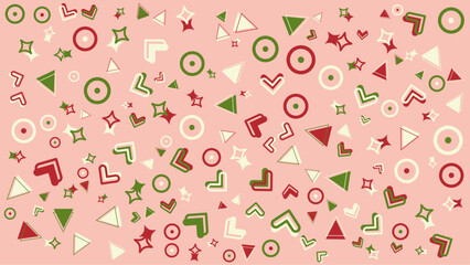 Pink background with various geometric shapes. Vector for abstract background, presentation, website, and creative poster.