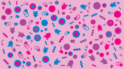 Pink 80sstyle geometric pattern. Vector for abstract background, presentation, website, and creative poster.