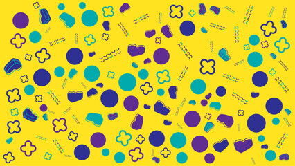 This yellow image shows abstract colorful shapes. Vector for abstract background, presentation, website, and creative poster.