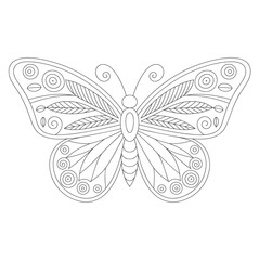 Ornate butterfly with swirling patterns and leaf designs insect wings