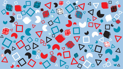 Geometric pattern of cubes squares and triangles. Vector for abstract background, presentation, website, and creative poster.