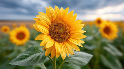 Fototapeta premium close up of beautiful sunflower field