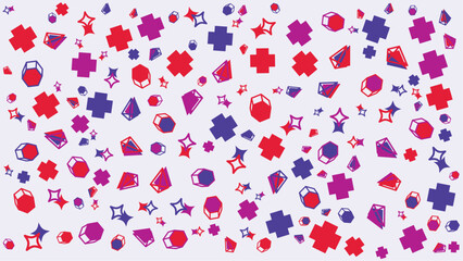 Purple and red plus sign diamond and star pattern. Vector for abstract background, presentation, website, and creative poster.