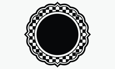 Circle checker frame, Circle Checker Frame Silhouette in Black, Geometric Border Illustration Vector Format