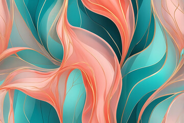 Abstract Colorful Wall Art in Green and Orange Hues with Bold Flowing Shapes and Layered Texture,AI-generated